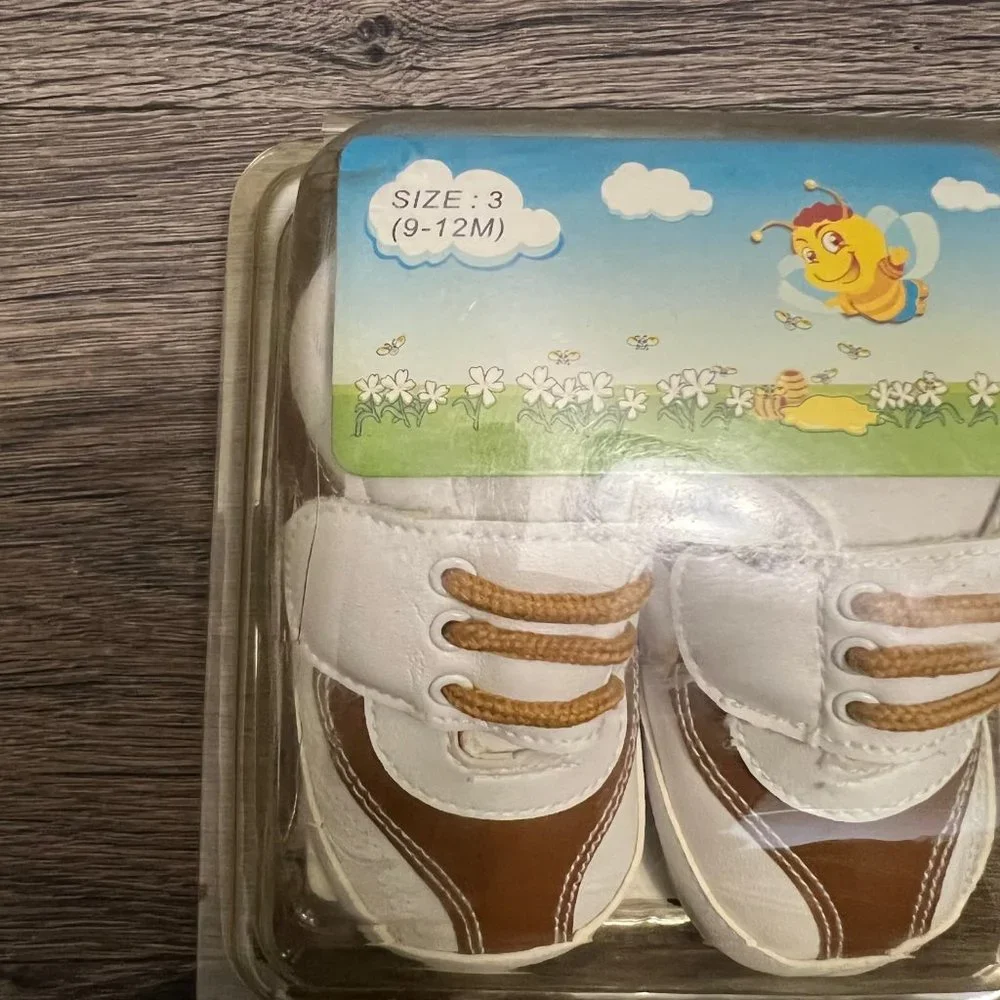 NEW Little Bees Brown White Baby Toddler Shoes 3-6mos 6-9mos 9-12mos 12-15mos